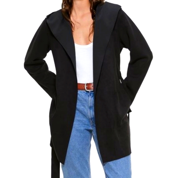 SOLD Zara Faux Suede Hooded Tie Waist Jacket